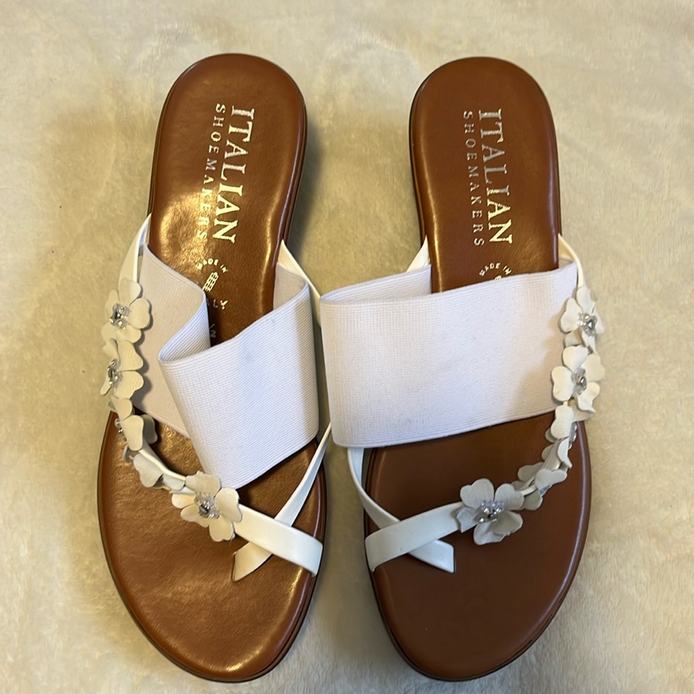 White leather sandals